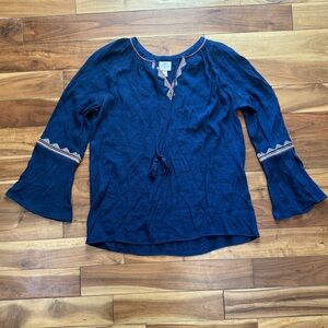 Women’s St. John’s Bay Navy Embroidered Top